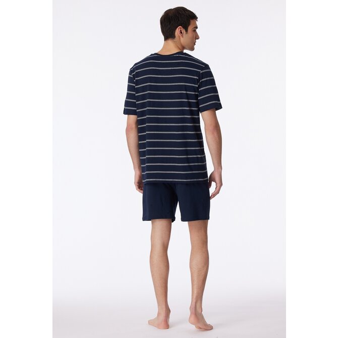 Schiesser Pyjama Court 159621 bleu foncé 58/3XL