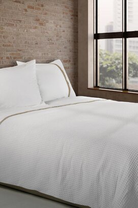Dommelin Housse de couette Bari Percale 200TC Blanc-Kaki 260x200/220 cm
