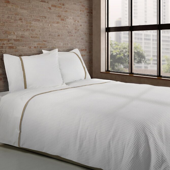 Dommelin  Housse de couette Bari Percale 200TC Blanc-Kaki 260x200/220 cm