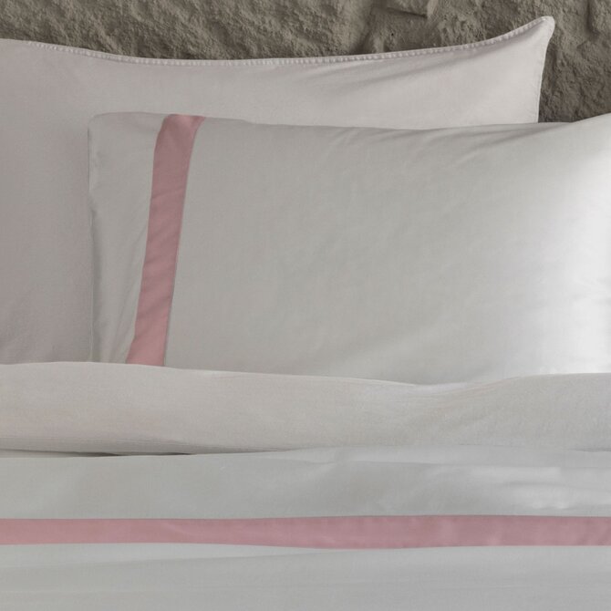 Dommelin Housse de couette Listra Satin 300TC Blanc-Rose clair 240x200/220 cm