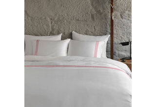 Dommelin Housse de couette Listra Satin 300TC Wit-Rose clair 140x200/220 cm