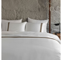 Housse de Couette Dommelin Listra Satin 300tc Blanc-Noix de Muscade 240x200/220