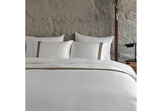 Housse de Couette Dommelin Listra Satin 300tc Blanc-Muscade 240x200/220