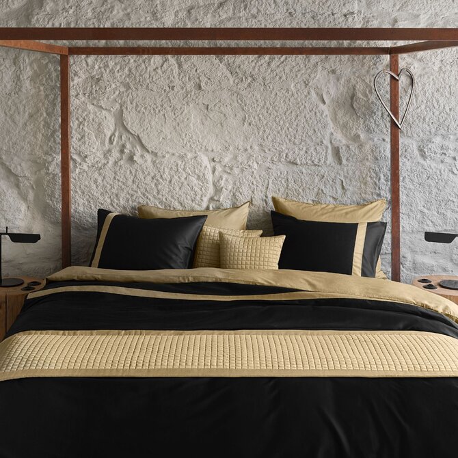 Housse de Couette Dommelin Listra Satin 300tc Noir-Bronze 140x200/220