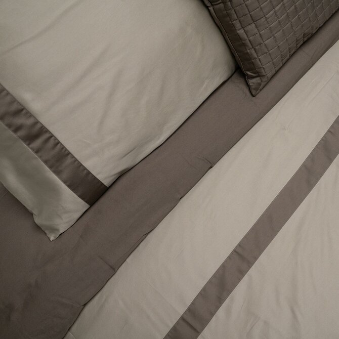 Dommelin Housse de couette Listra Satin 300tc Vert olive-Argile 260x200/220