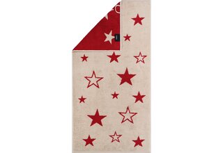 Cawo Édition de Noël 792 Étoiles Serviette d'invité rouge