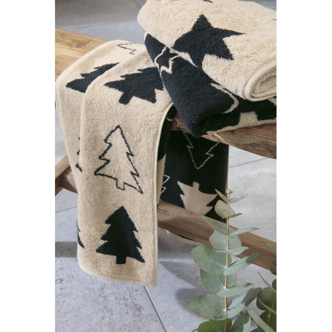 Cawo Édition de Noël 792 Étoiles Serviette noir