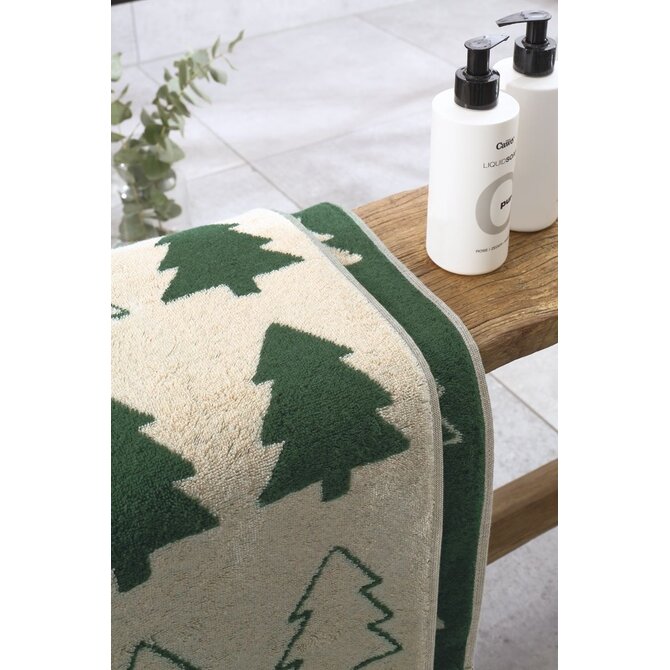 Cawo Christmas Edition 794 Fir trees Handdoek beige