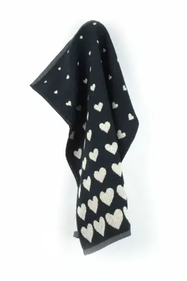 Bunzlau Castle torchon de cuisine Hearts Black 53x60