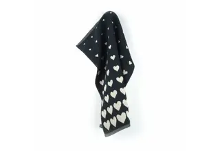 Bunzlau Castle torchon de cuisine Hearts Black 53x60