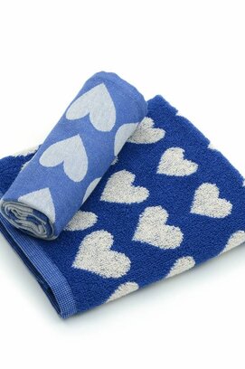 Bunzlau Castle torchon Hearts Royal Blue 65x65