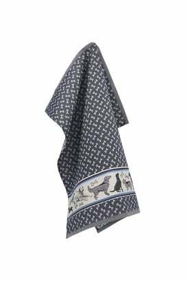 Bunzlau Castle theedoek Dogs dark blue 65x65