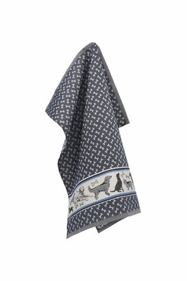 Bunzlau Castle torchon Dogs bleu foncé 65x65