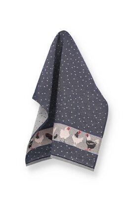Bunzlau Castle Theedoek Chickens Dark Blue