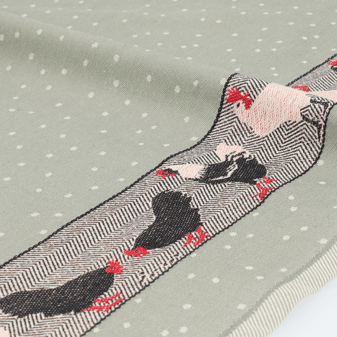 Bunzlau Castle Theedoek  Chickens  Dark Green