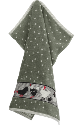 Bunzlau Castle Keukendoek Chickens  Dark Green