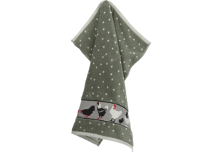 Bunzlau Castle Keukendoek Chickens  Dark Green