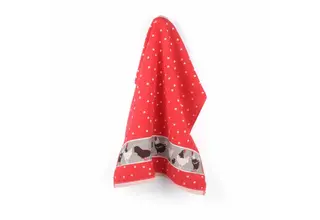 Bunzlau Castle keukendoek Chickens Red 53x60