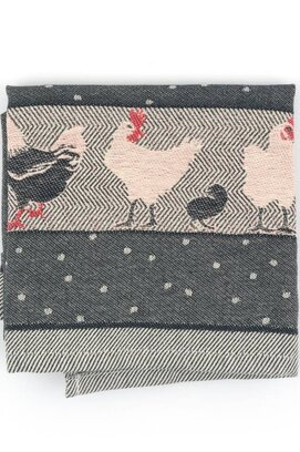 Bunzlau Castle torchon Chickens Black 65x65