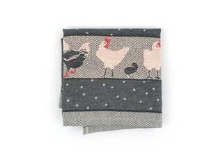 Bunzlau Castle theedoek Chickens Black 65x65