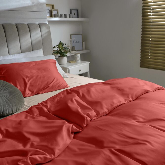 Dommelin Laken Uni Satijn 300TC 577 Terracotta 160x270 cm