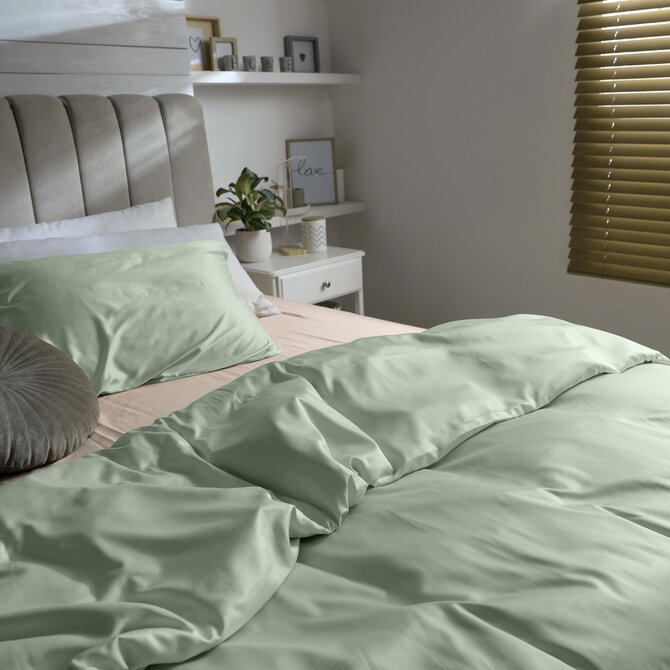 Dommelin Laken Uni Satijn 300TC 551 Spargroen 160x270 cm