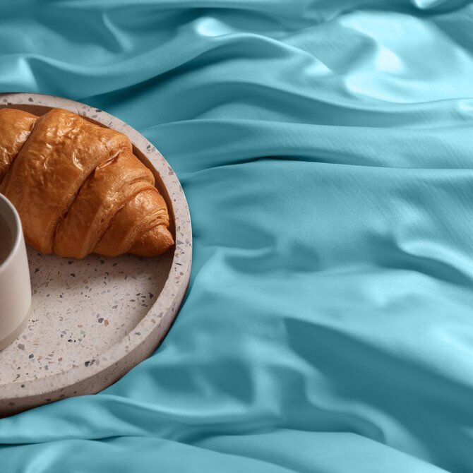 Dommelin Laken Uni Satijn 300TC 569 Aquamarijn 270x300 cm