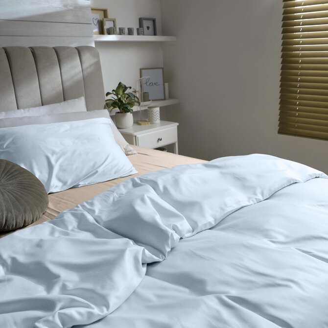 Dommelin Drap Uni Satin 300TC 529 Bleu Clair 160x270 cm