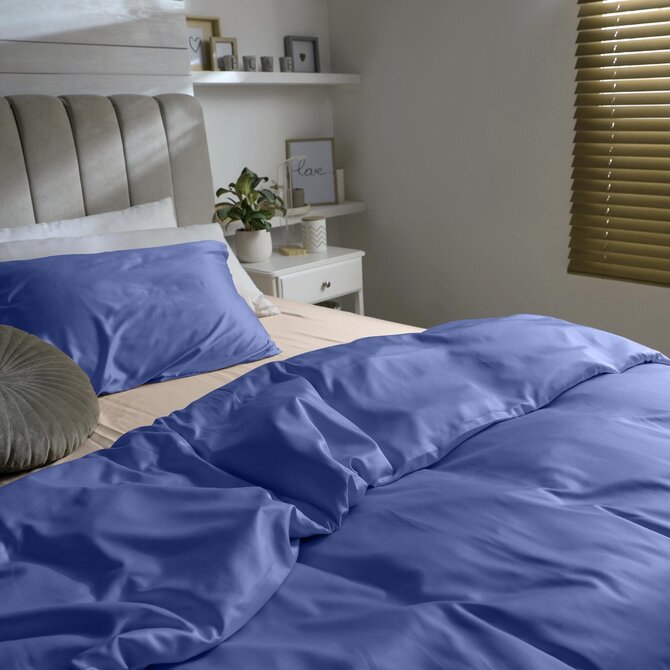 Dommelin Drap Uni Satin 300TC 576 Bleu Jean 270x300 cm