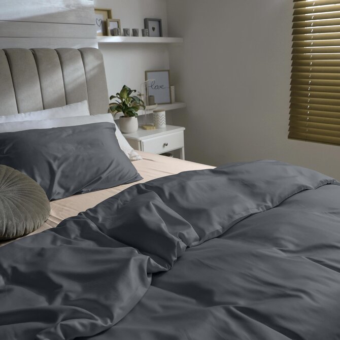 Dommelin Drap Uni Satin 300TC 555 Gris Éléphant 270x300 cm