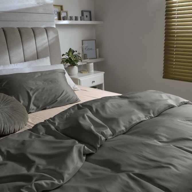 Dommelin Drap Uni Satin 300TC 554 Gris Ardoise 270x300 cm