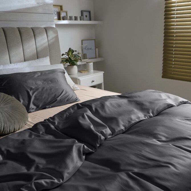 Dommelin Laken Uni Satijn 300TC 556 Steenkool 160x270 cm