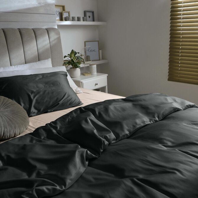 Dommelin Laken Uni Satijn 300TC 585 Donkergrijs 160x270 cm