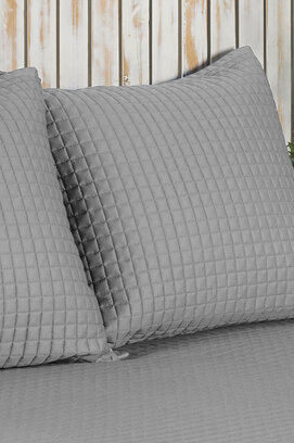 Housse de Coussin Décorative Dommelin Chicago Satin 300TC Argent 40x40 cm