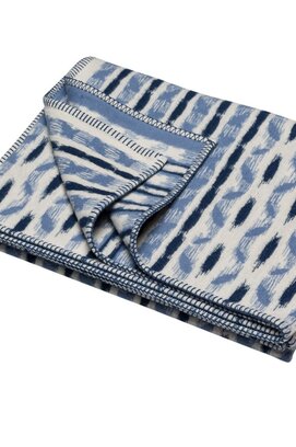 David Fussenegger plaid Jade ikat 150x200 bleu