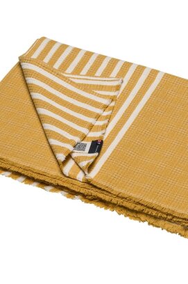 David Fussenegger plaid Mare solid with stripes 140x200 mustard