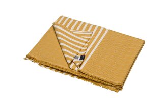 David Fussenegger plaid Mare solid with stripes 140x200 mustard