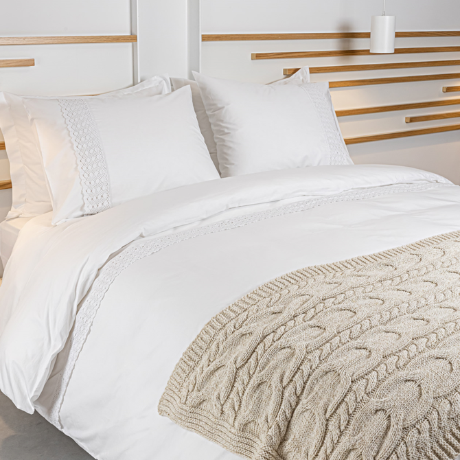 Dommelin Housse de couette Dentelle Percale 200TC Wit Blanc 200x200/220 cm