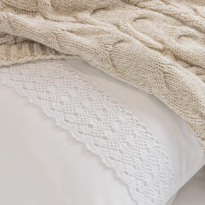 Housse de couette Dommelin Lace Percale 200tc Blanc 240x200/220 Housse de couette Dommelin Lace Percale 200tc Blanc 240x200/220