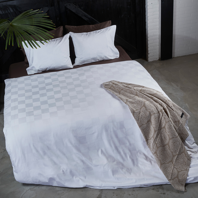 Dommelin Housse de couette Quadra Satijn 300TC Blanc 240x200/220 cm