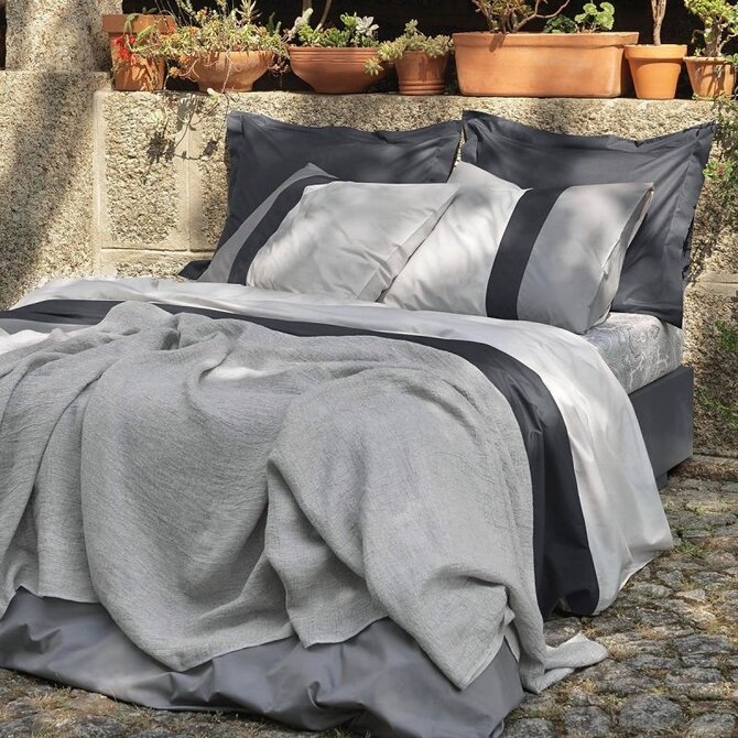 Dommelin Housse de couette Padua Percale 200TC gris éléphant 240x200/220 cm