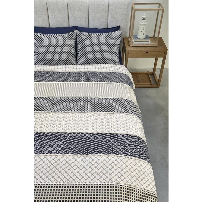 Riviera Maison Dekbedovertrek Ropes - Marineblauw 200x200/220 cm