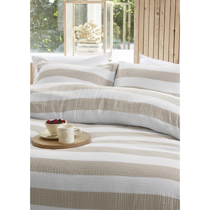 Riviera Maison Housse de Couette Rayée - Sable 240x200/220 cm