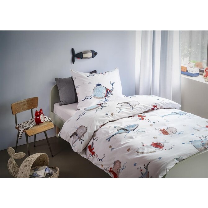 Beddinghouse x Hanneke de Jager Dekbedovertrek Whaletastic - Blauw 140x200 cm