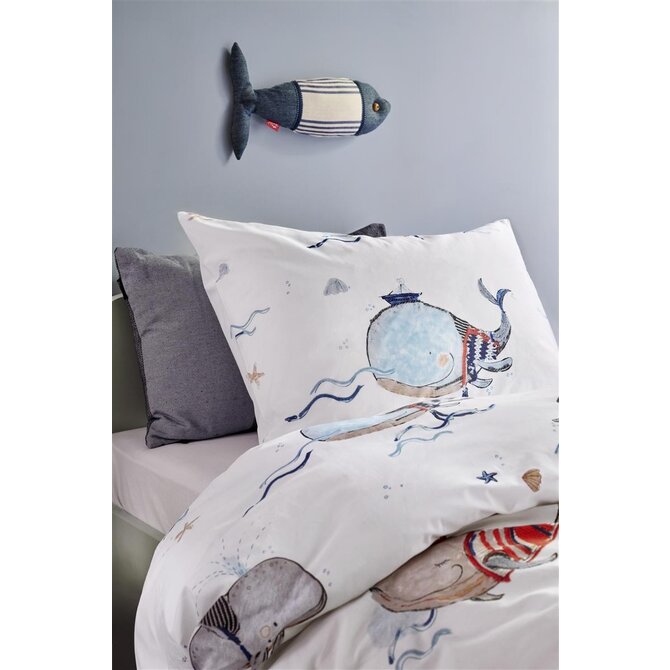 Beddinghouse x Hanneke de Jager Dekbedovertrek Whaletastic - Blauw 100x135 cm