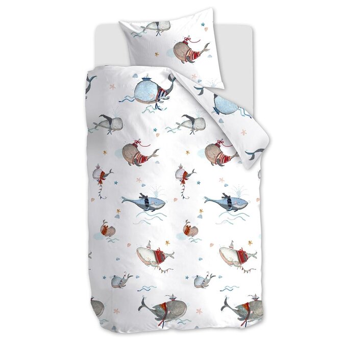 Beddinghouse x Hanneke de Jager Housse de couette Whaletastic - Bleu 100x135 cm