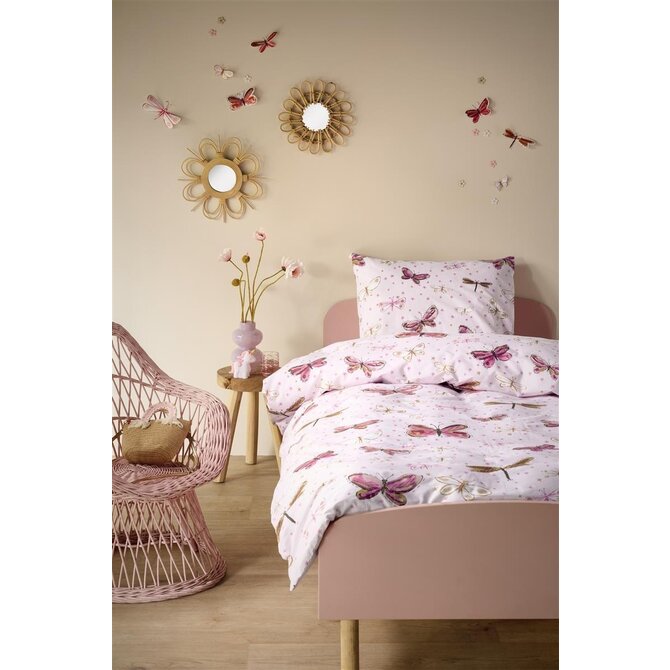 Beddinghouse x Hanneke de Jager Dekbedovertrek Butterfly Away - Roze 140x200 cm