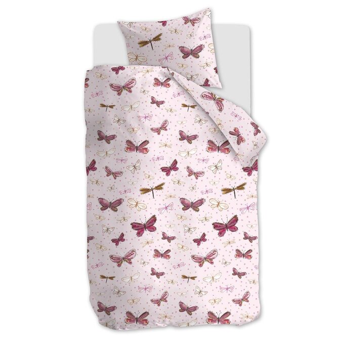 Beddinghouse x Hanneke de Jager Housse de couette Butterfly Away - Rose 140x200 cm