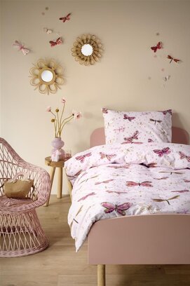 Beddinghouse x Hanneke de Jager Housse de couette Butterfly Away - Rose 120x150 cm