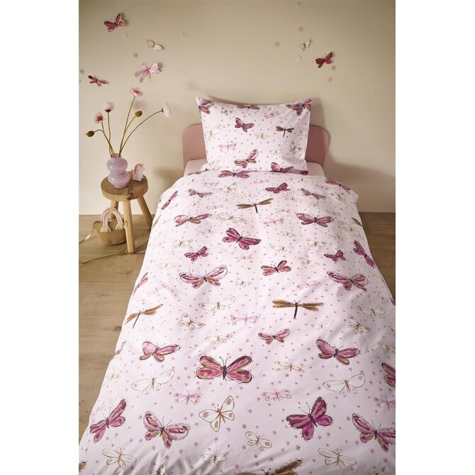Beddinghouse x Hanneke de Jager Housse de couette Butterfly Away - Rose 120x150 cm